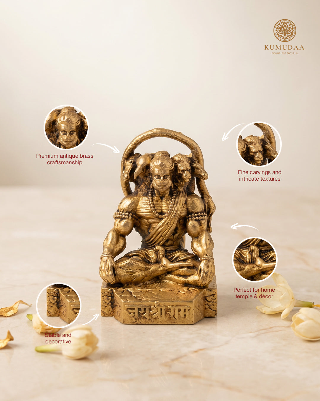 Panchamukha Hanuman – 3D Finish Brass Idol -