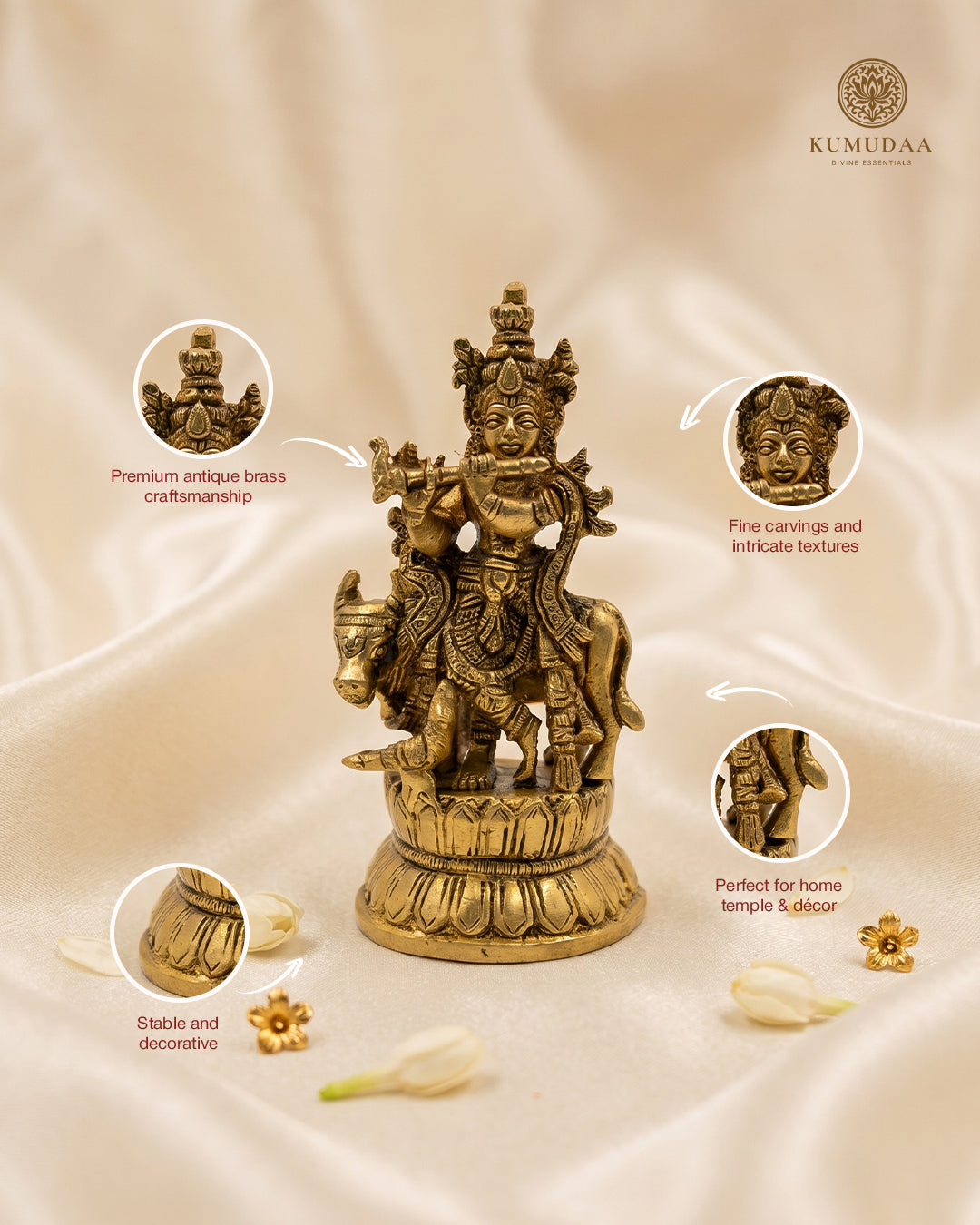 Cow Krishna Standing Idol – 4.5 Inches