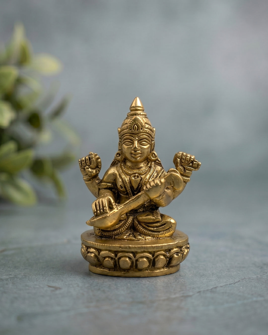 Saraswati Devi Sitting – Gold Finish Idol (2.5 Inches)