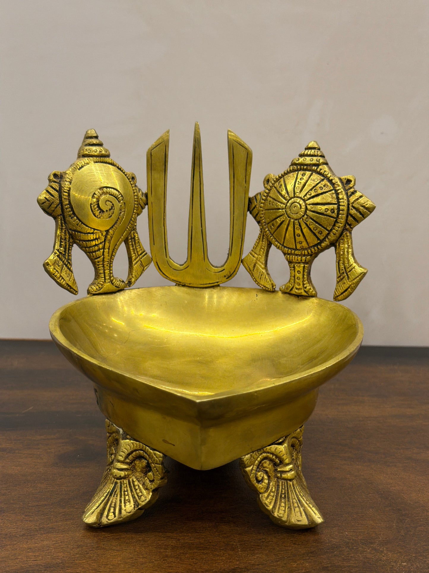 Divine Shankh Chakra Tilak Diya - 6 inches Hight - 5.5 inches diameter