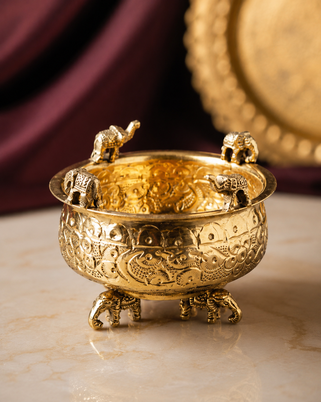 Brass elephant urli