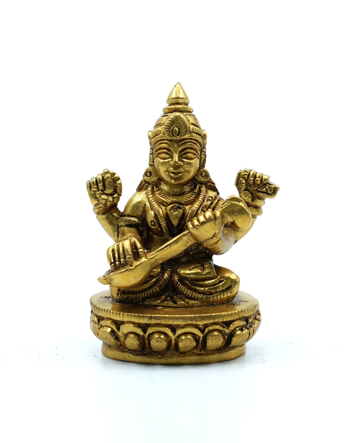 Saraswati Devi Sitting – Gold Finish Idol (2.5 Inches)