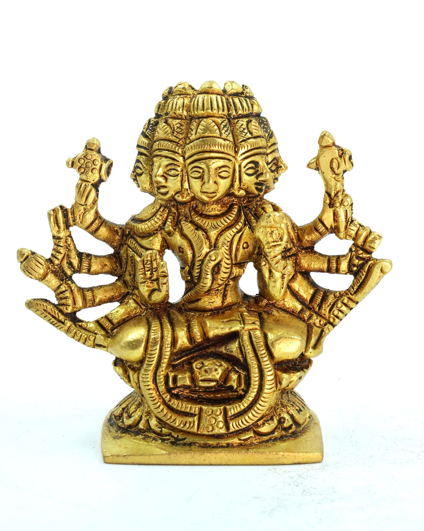 Gayatri Devi Small Brass Idol – Antique Gold Finish (3 inches)