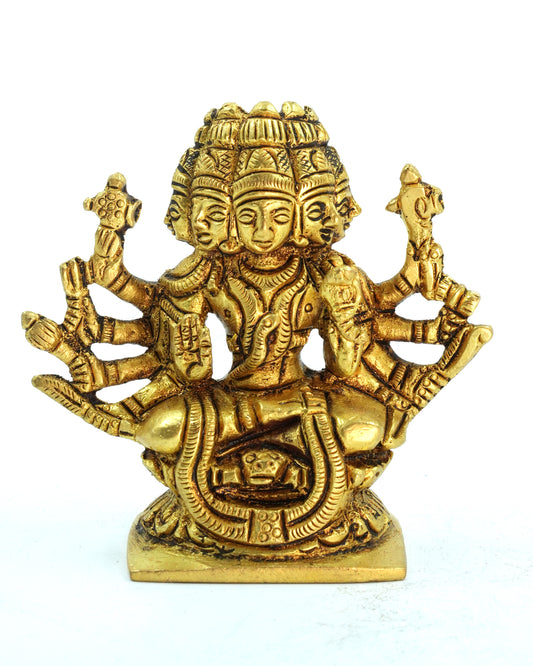 Gayatri Devi Small Brass Idol – Antique Gold Finish (3 inches)