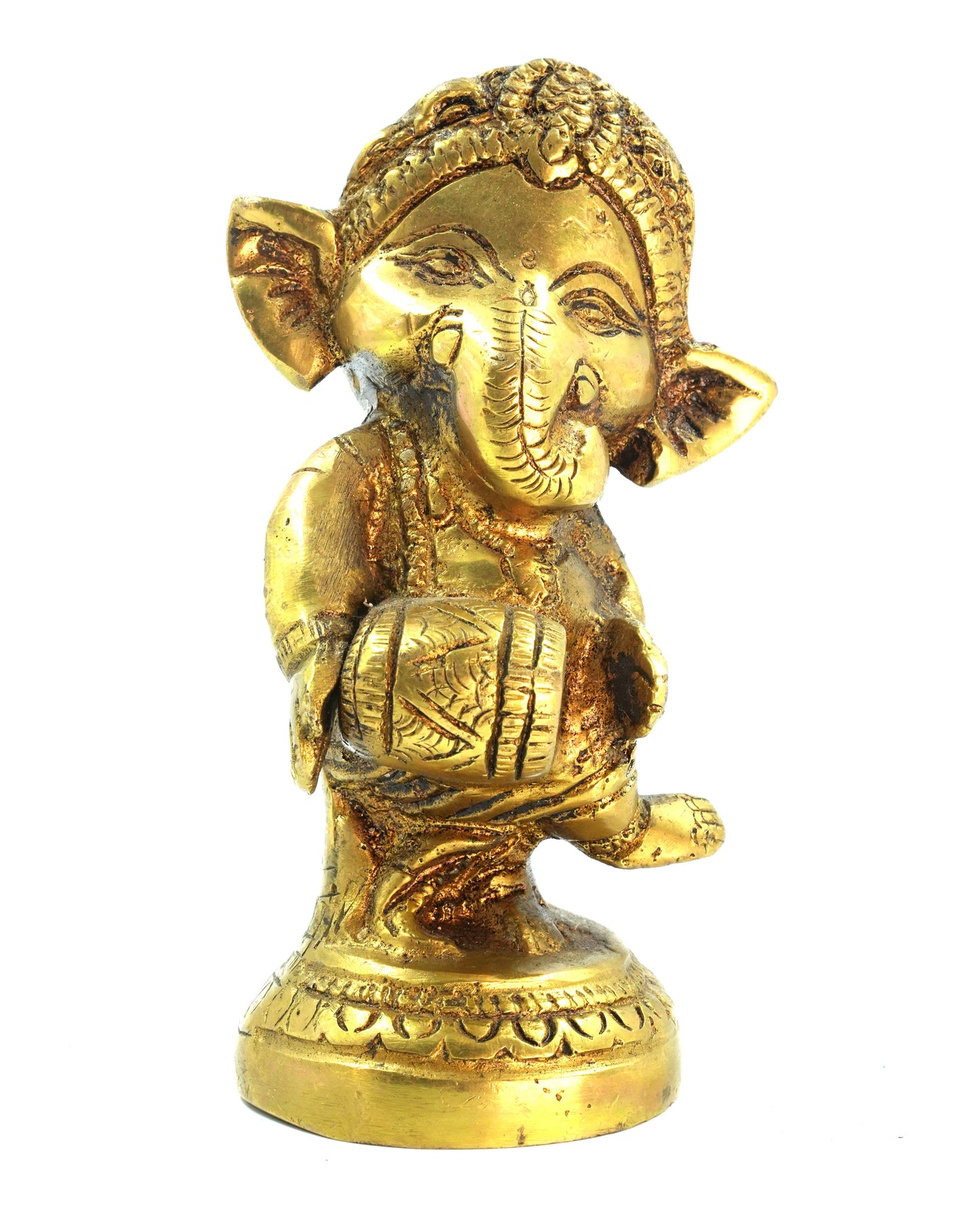 Damru Ganesha – Antique Finish Idol