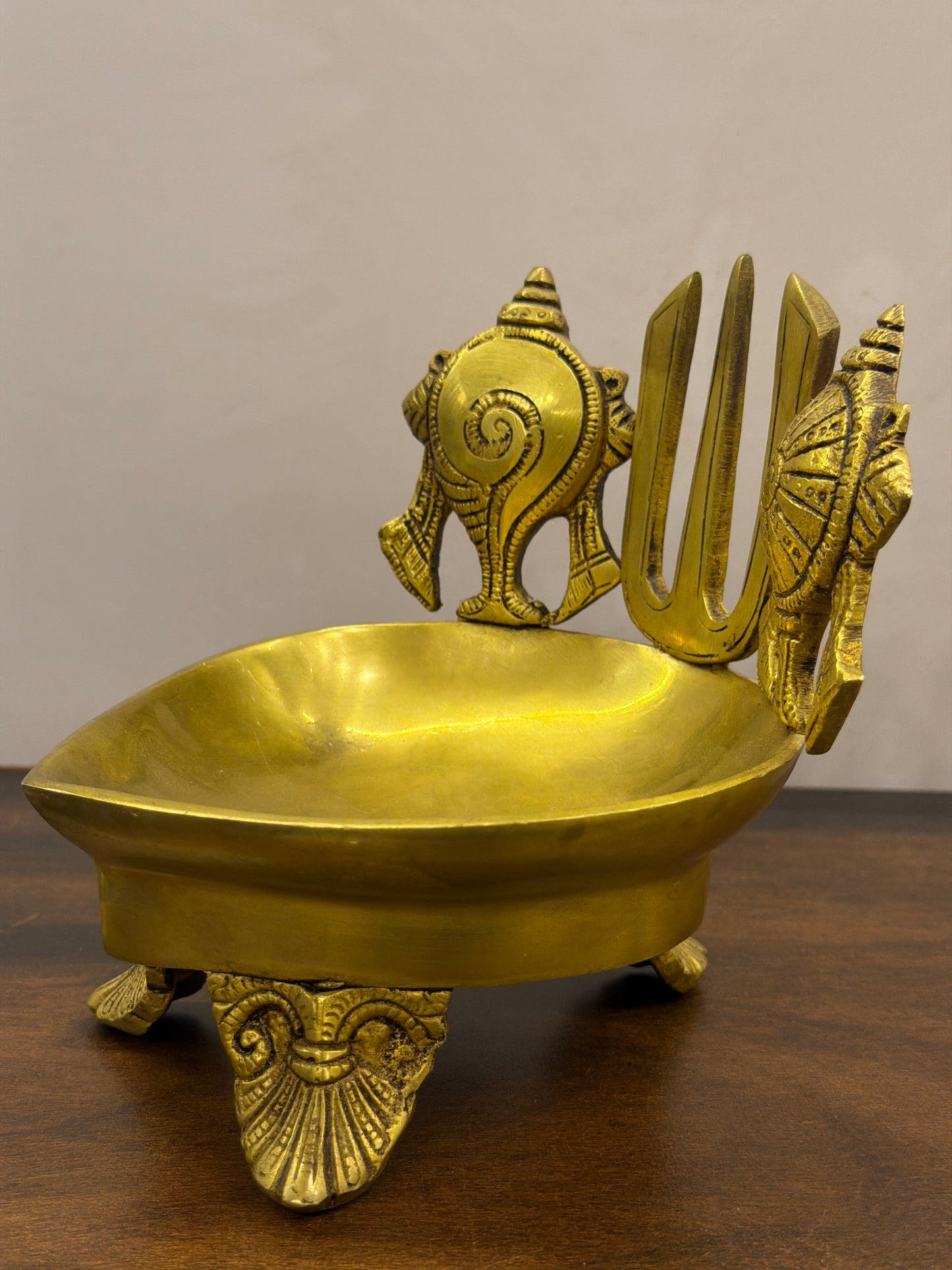 Divine Shankh Chakra Tilak Diya - 6 inches Hight - 5.5 inches diameter
