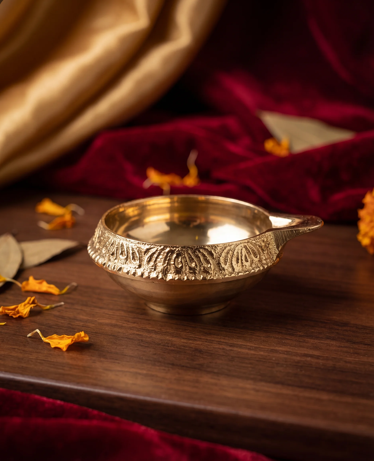 Brass Pooja Oil Bowl (Diya Container) - 1 inch