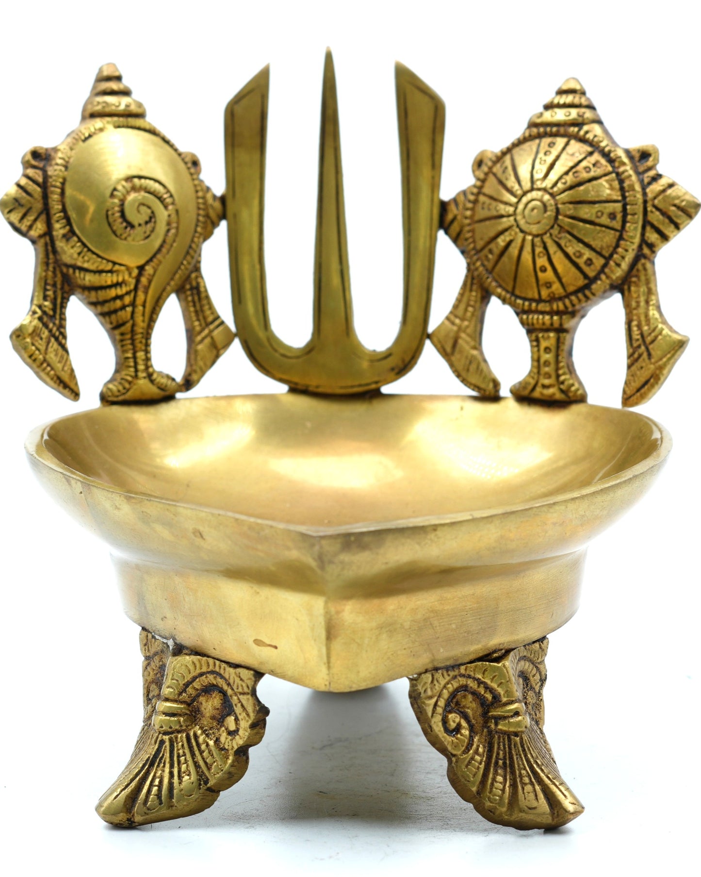 Divine Shankh Chakra Tilak Diya - 6 inches Hight - 5.5 inches diameter