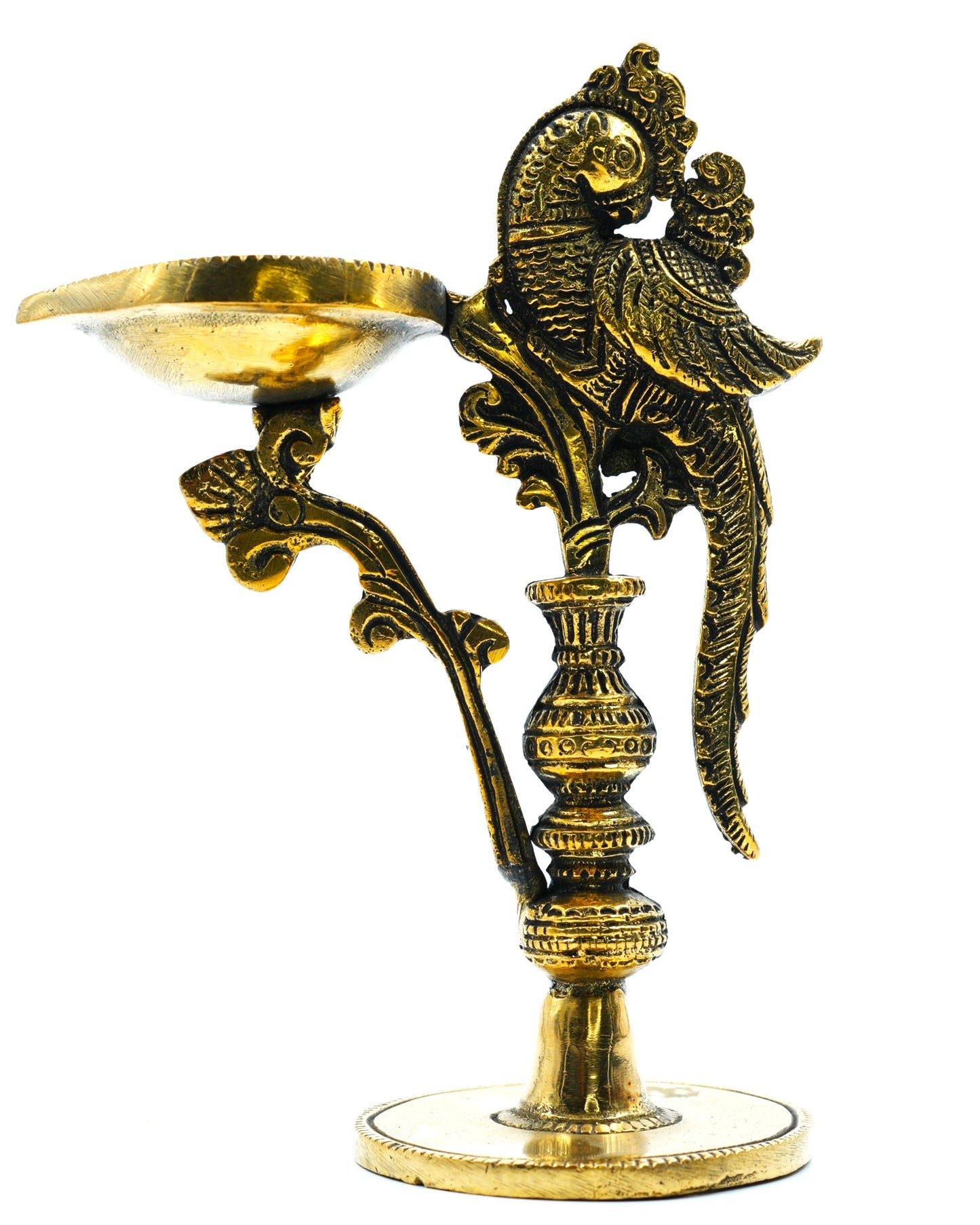 Long diya with peacock