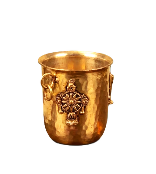 brass glass with engraved shanku chakra namalu