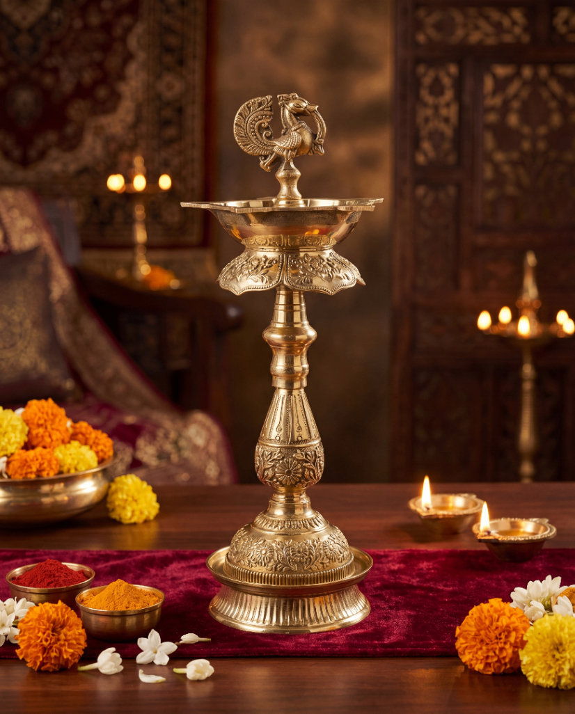 Royal Brass Peacock Samai Diya
