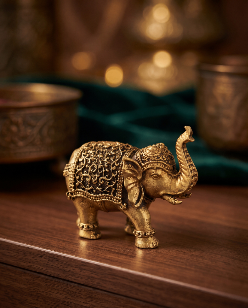 Royal Brass Elephant Figurine Pair - 1 inch