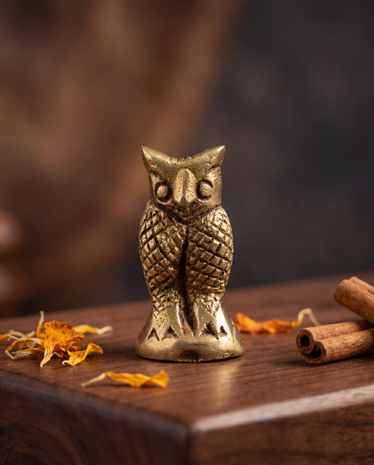 Brass Owl Figurine (Wisdom & Wealth Symbol)