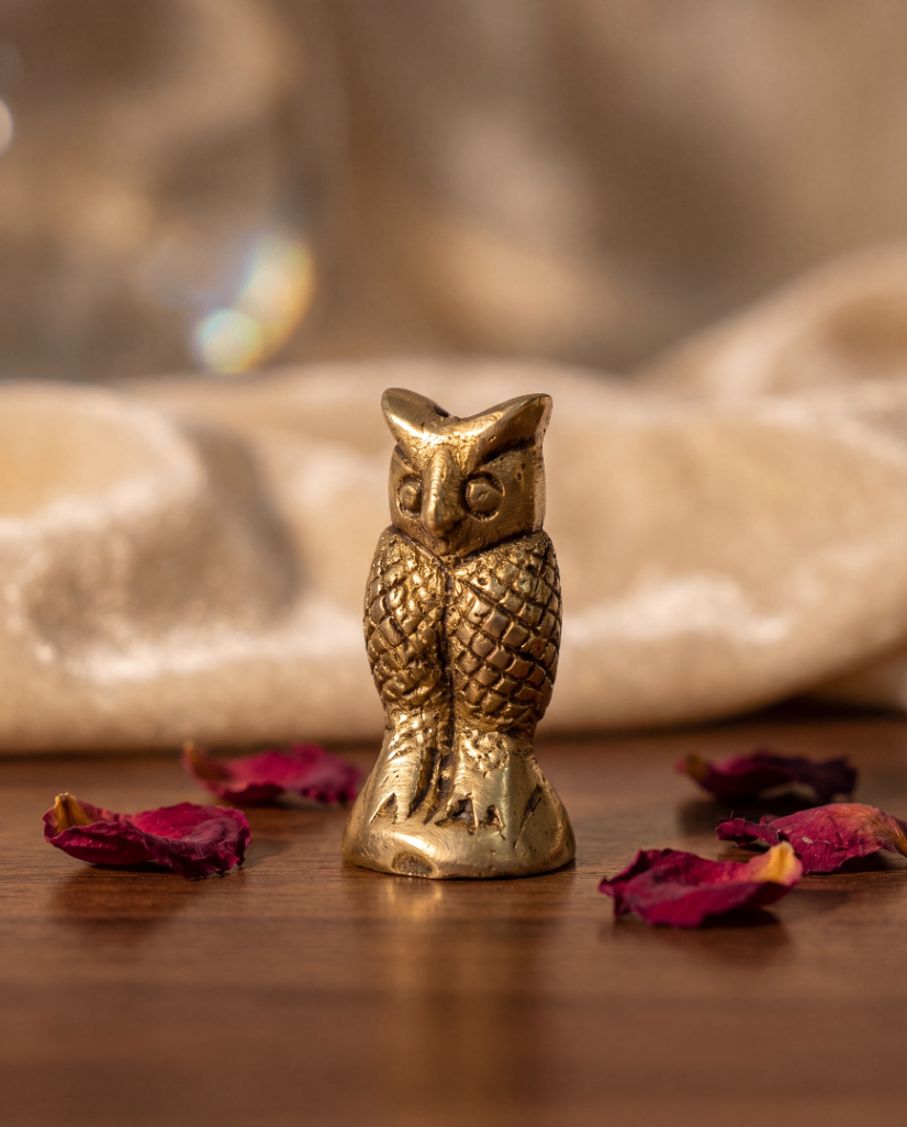Brass Owl Figurine (Wisdom & Wealth Symbol)