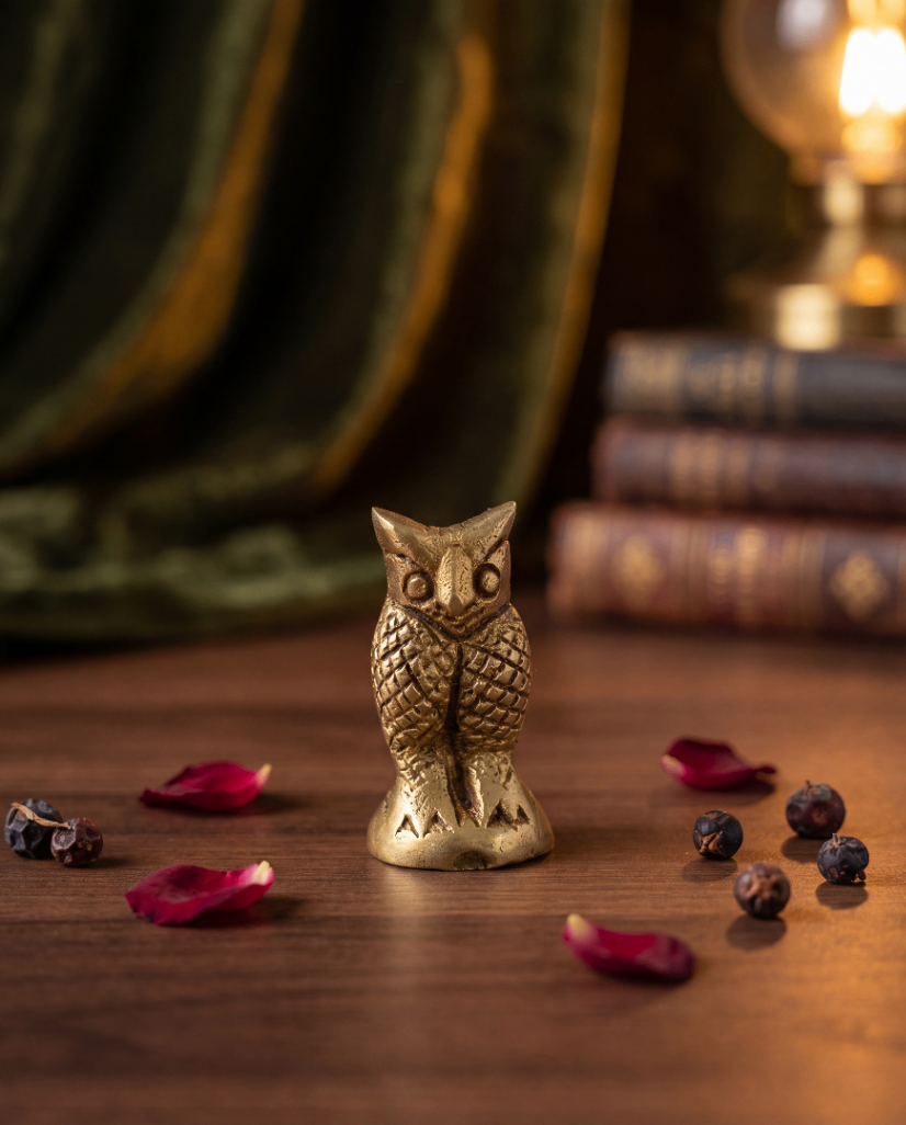 Brass Owl Figurine (Wisdom & Wealth Symbol)