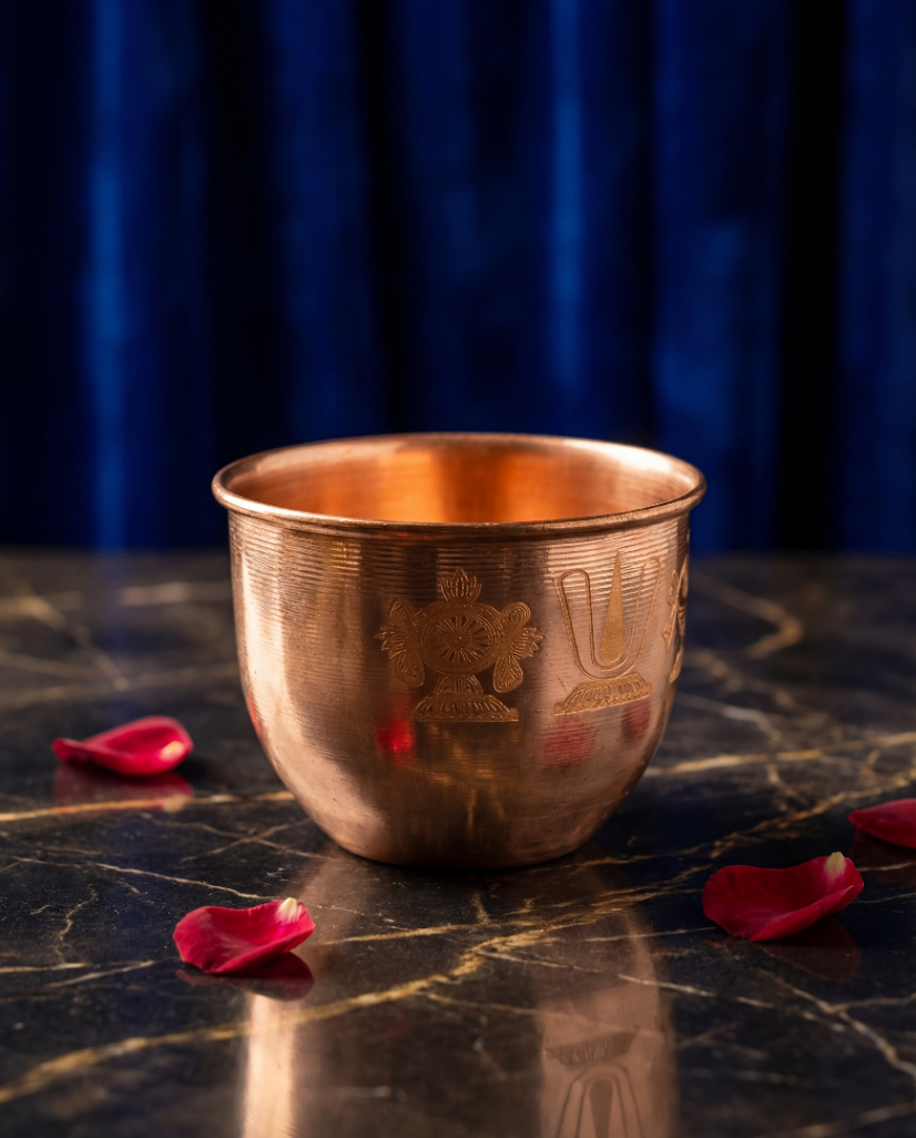 Copper Pooja Kalash Bowl - 4.7 inches Diameter - 3.6 inches Hight