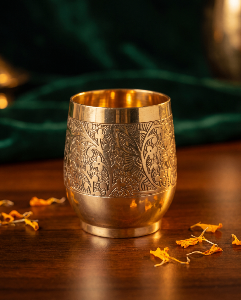 Engraved Brass Kalash Cup