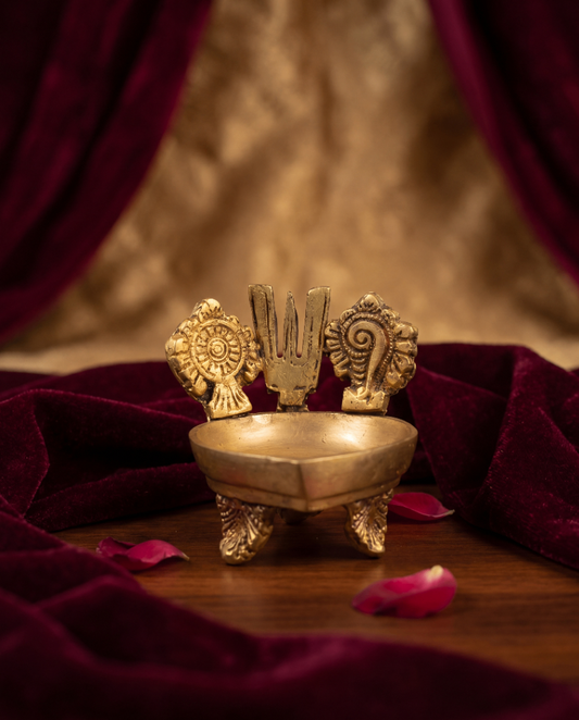 Divine Shankh Chakra Tilak Diya - 6 inches Hight - 5.5 inches diameter