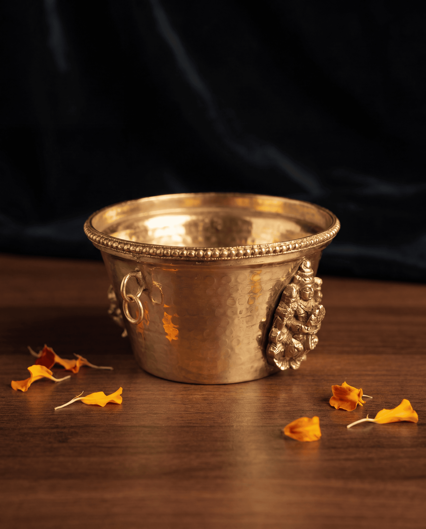 Handcrafted Brass Lakshmi Urli Bowl – Decorative Pooja Vessel - 2.6 Inches Height - 4 Inches Diameter
