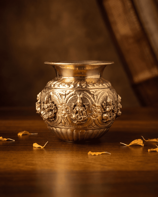 Sacred Brass Kalash with Intricate Deity Engraving