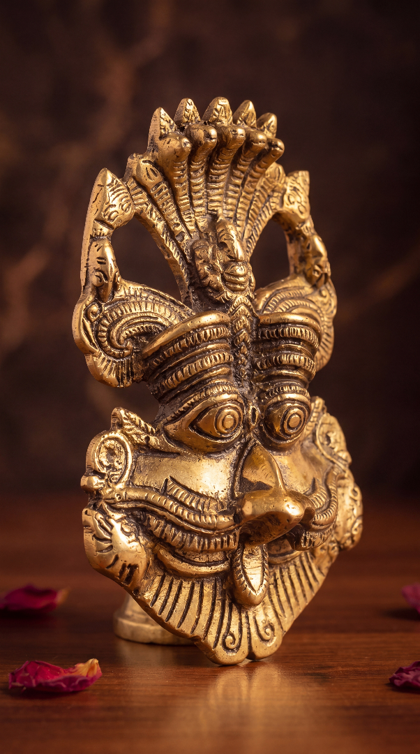 Brass Naga Guardian Wall Mask – Symbol of Protection - 6 inches