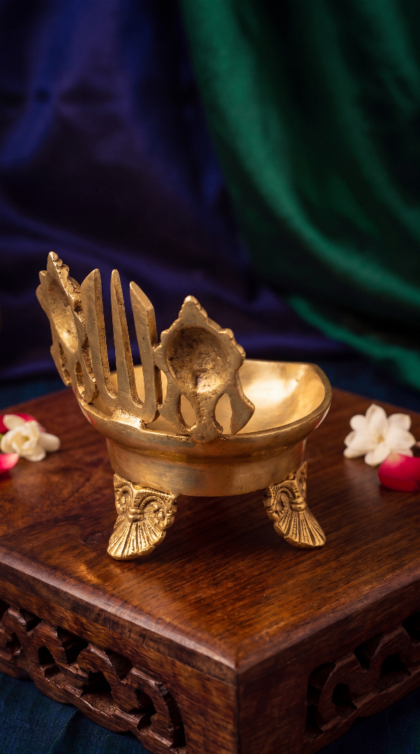 Divine Shankh Chakra Tilak Diya - 6 inches Hight - 5.5 inches diameter